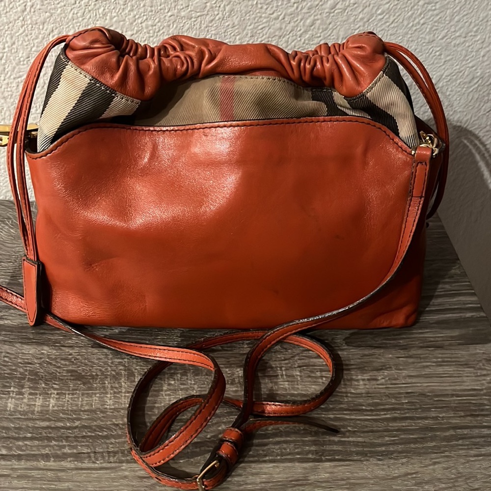 Authentic Burberry, Drawstring, Leather Shoulder … - image 3